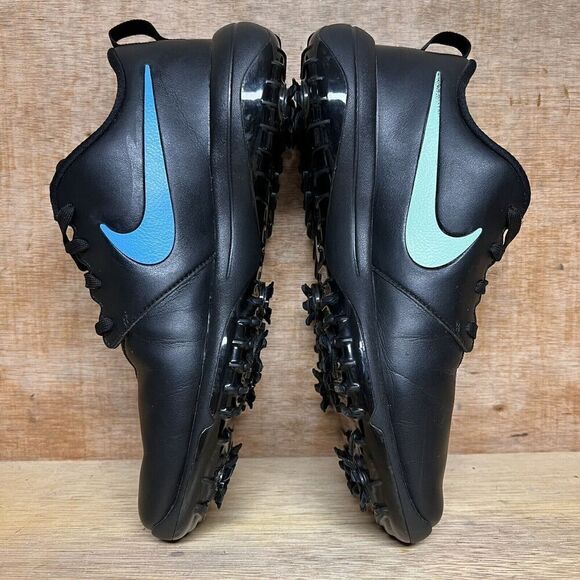 Nike Roshe G Tour Men's 9 Shoes Triple Black Leather Lace Up Running Golf Cleats - Picture 6 of 10